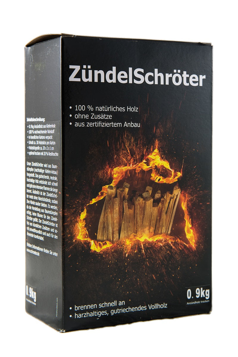 Grillanzünder ZündelSchröter  (2 Packungen zu je 0,90 KG) natürlicher Grill-/Feueranzünder